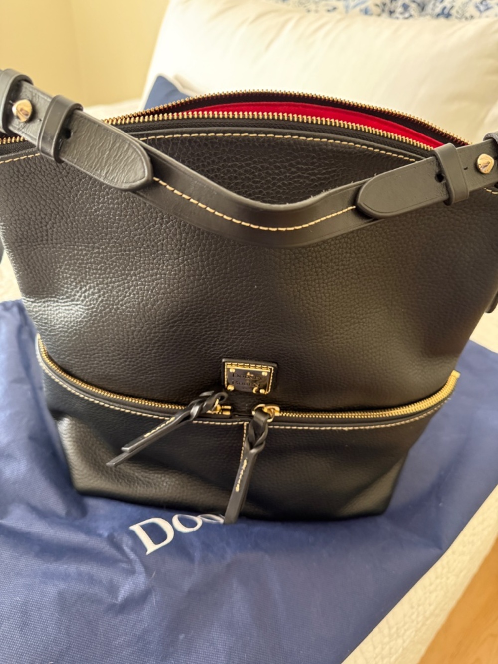 Dooney & Bourke Pebble Grain Black Dillon Double Pocket Bag Handbag Purse - Picture 10 of 13